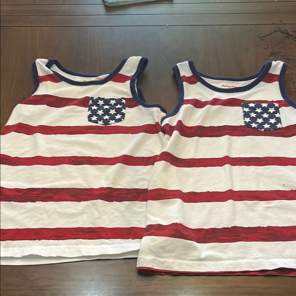 Tommy Bahama Red and White Striped Kids Tank Top with Star Pocket
